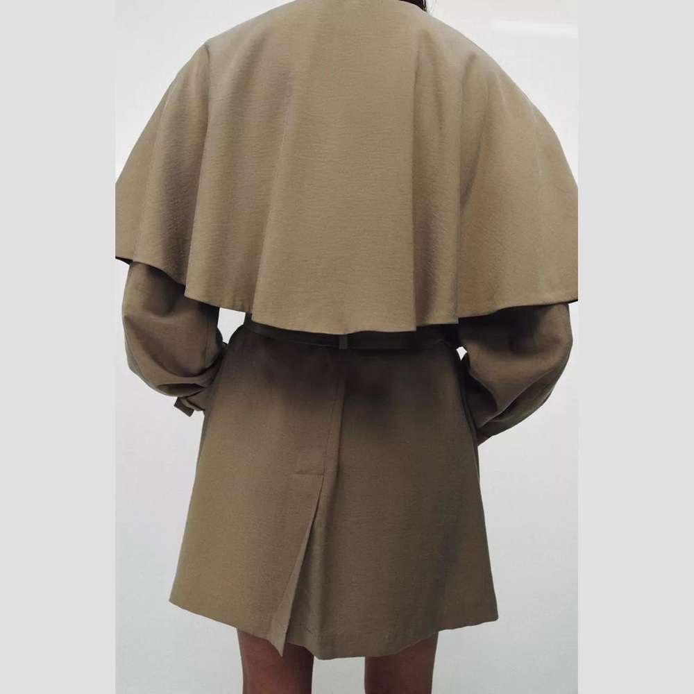 ZARA ZW COLLECTION FLOWY SHORT TRENCH - Picture 4 of 8